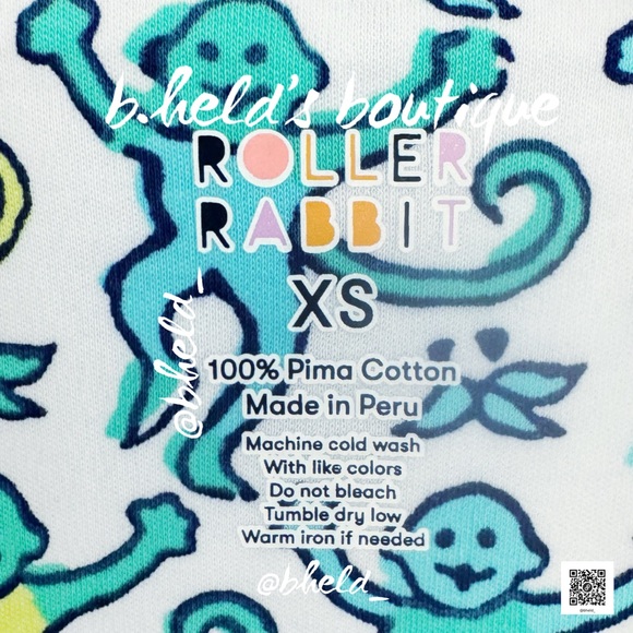 Roller Rabbit Disco Monkey Polo Pajamas in Mermaid Size X-Small XS Brand New NWT - Picture 9 of 14